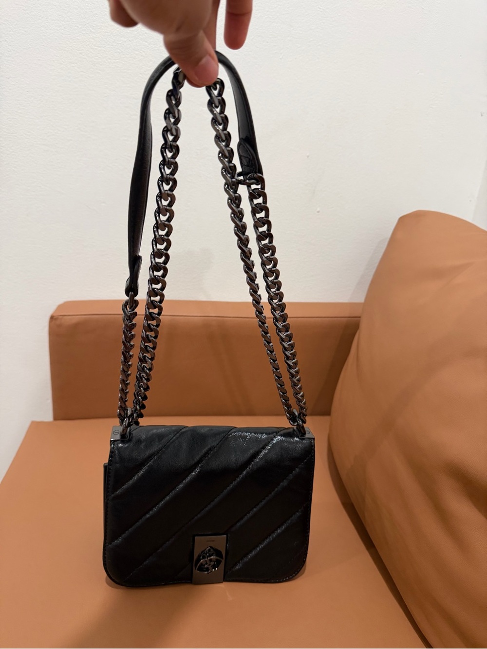 Motivi Black Quilted Shoulder Bag with Chain Strap